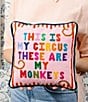 Furbish My Circus Needlepoint Pillow, Color:Light Pink Navy Blue - Image 3