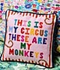 Furbish My Circus Needlepoint Pillow, Color:Light Pink Navy Blue - Image 5