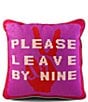 Furbish Please Leave by Nine Needlepoint Pillow, Color:Hot Pink Light beige - Image 1