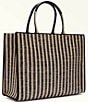 Color:Toni Nero - Image 2 - Striped Large Opportunity Rafia Straw Leather Tote Bag