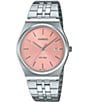 Color:Silver/Pink - Image 1 - Unisex Casio Analog Stainless Steel Bracelet Watch