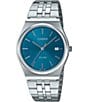 Color:Silver/Blue - Image 1 - Unisex Casio Analog Stainless Steel Bracelet Watch
