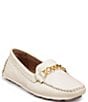 Color:Off White - Image 1 - Dylan Chain Leather Driver Loafers