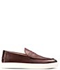 Color:Burgundy - Image 2 - Men's Leather Penny Loafer Sneakers