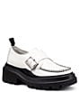 Color:White - Image 1 - Platform Derby Leather Monk Strap Buckle Detail Loafers