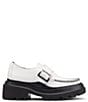 Color:White - Image 2 - Platform Derby Leather Monk Strap Buckle Detail Loafers