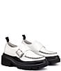 Color:White - Image 3 - Platform Derby Leather Monk Strap Buckle Detail Loafers