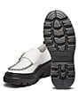 Color:White - Image 6 - Platform Derby Leather Monk Strap Buckle Detail Loafers