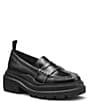 Color:Black - Image 1 - Platform Lug Leather Penny Loafers