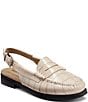 Color:Grey - Image 1 - Whitney Slingback Crocodile Embossed Leather Loafers