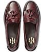 Color:Wine - Image 6 - Women's Esther Leather Tassel Detail Loafers