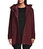 Gallery A-line Spread Collar Long Sleeve 3 Piece In 1 Rain Jacket, Color:Burgundy - Image 1