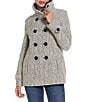 Gallery Herringbone Double Brested Wool Blend Button Front Peacoat, Color:Black/White - Image 1
