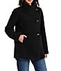 Gallery Ladies Woold Blend Wing Collar Water Resistant Asymmetrical Button Front Peacoat - Image 1