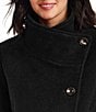 Gallery Ladies Woold Blend Wing Collar Water Resistant Asymmetrical Button Front Peacoat - Image 3
