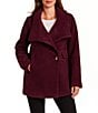 Gallery Ladies Woold Blend Wing Collar Water Resistant Asymmetrical Button Front Peacoat - Image 4