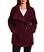 Gallery Ladies Woold Blend Wing Collar Water Resistant Asymmetrical Button Front Peacoat - Image 6