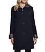 Color:Black - Image 1 - Silk Bib Stand Collar Hooded Rain Coat