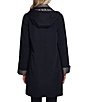 Color:Black - Image 2 - Silk Bib Stand Collar Hooded Rain Coat