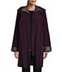 Gallery Silk Bib Stand Collar Detachable Hood Pocketed Rain Coat, Color:Blackberry - Image 1