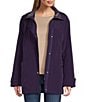 Gallery Solid Notch Collar Internal Drawcord Snap Front A-line Rain Jacket, Color:Purple Shadow - Image 4