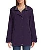 Gallery Solid Notch Collar Internal Drawcord Snap Front A-line Rain Jacket, Color:Purple Shadow - Image 5
