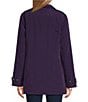 Gallery Solid Notch Collar Internal Drawcord Snap Front A-line Rain Jacket, Color:Purple Shadow - Image 6