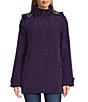 Gallery Solid Notch Collar Internal Drawcord Snap Front A-line Rain Jacket, Color:Purple Shadow - Image 7