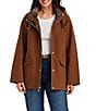 Gallery Stand Collar Back Slit Hem Snap Front A-Line Rain Jacket - Image 1