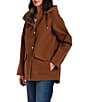 Gallery Stand Collar Back Slit Hem Snap Front A-Line Rain Jacket - Image 3
