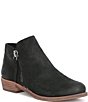 Color:Black Leather - Image 1 - A-Lister Double Zip Closure Leather Block Heel Booties