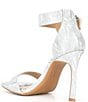 Color:Silver - Image 3 - Be-Mine Rhinestone Heart Buckle Shimmer Sandals