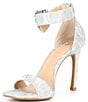 Color:Silver - Image 4 - Be-Mine Rhinestone Heart Buckle Shimmer Sandals