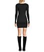 GB Beaded Bow Long Sleeve Sweater Mini Dress, Color:Black Silver - Image 2
