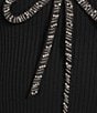 GB Beaded Bow Long Sleeve Sweater Mini Dress, Color:Black Silver - Image 3