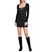 GB Beaded Bow Long Sleeve Sweater Mini Dress - Image 1