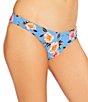 GB Bella Flora Scrunchie Textured Extra High Leg Scoop Front Swim Bottom, Color:Blue - Image 1