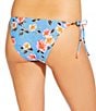GB Bella Flora Scrunchie Textured Lettuce Edge Tie Side Hipster Swim Bottom, Color:Blue - Image 2