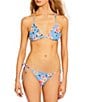 GB Bella Flora Scrunchie Textured Lettuce Edge Tie Side Hipster Swim Bottom, Color:Blue - Image 3
