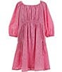 Color:Pink - Image 1 - Big Girls 7-16 Family Matching 3/4 Sleeve Oversized Cinch Dress