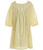 Color:Lemon - Image 1 - Big Girls 7-16 Family Matching 3/4 Sleeve Oversized Cinch Dress