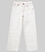 Color:White - Image 1 - Big Girls 7-16 Asymmetrical Contrast Stitch Denim Pants