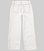 Color:White - Image 2 - Big Girls 7-16 Asymmetrical Contrast Stitch Denim Pants