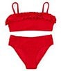 Color:Red Pop - Image 1 - Big Girls 7-16 Bandeau Bralette Two-Piece Swimsuit