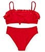 Color:Red Pop - Image 2 - Big Girls 7-16 Bandeau Bralette Two-Piece Swimsuit