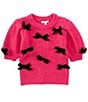 GB Big Girls Bow Detail Sweater, Color:Hot Pink - Image 1
