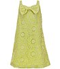 GB Big Girls 7-16 Bow Front Sleeveless Eyelet Shift Dress, Color:Chartreuse - Image 1