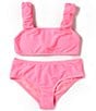 Color:Poolside Pink - Image 1 - Big Girls 7-16 Bungee Strap Bralette Two-Piece Swimsuit