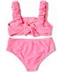 Color:Poolside Pink - Image 2 - Big Girls 7-16 Bungee Strap Bralette Two-Piece Swimsuit