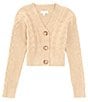 Color:Sand - Image 1 - Big Girls 7-16 Cable Cardigan